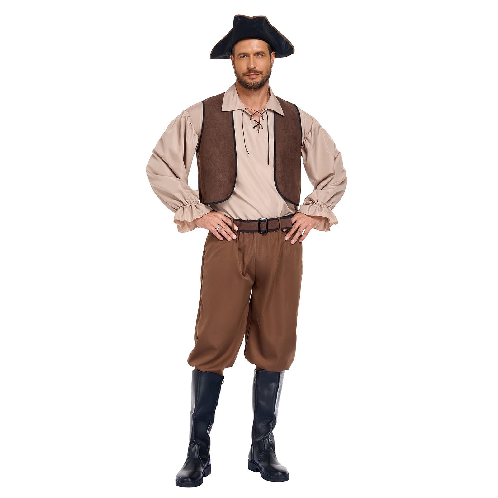 Costume da pirata da capitano medievale, da uomo, per Halloween