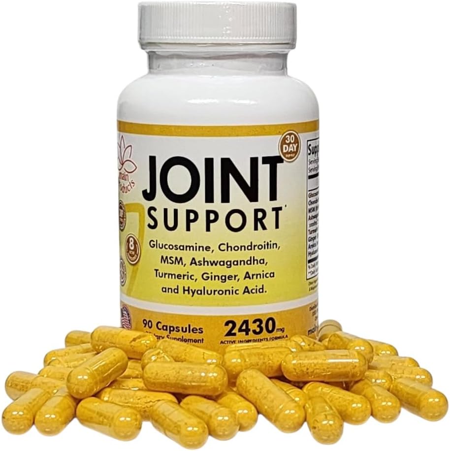 Main Products Joint Support - Glucosamine Chondroitin MSM Hyaluronic Acid Ashwagandha Turmeric Ginger Arnica - 2430mg Joint Support Supplement, Micronized, 90 Capsules.