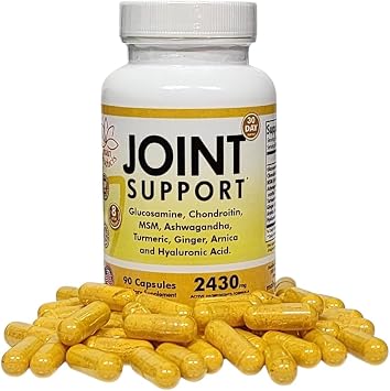 Joint Support - Glucosamine Chondroitin MSM Hyaluronic Acid Ashwagandha Turmeric Ginger Arnica - 2430mg Joint Support Supplement, Micronized, 90 Capsules.