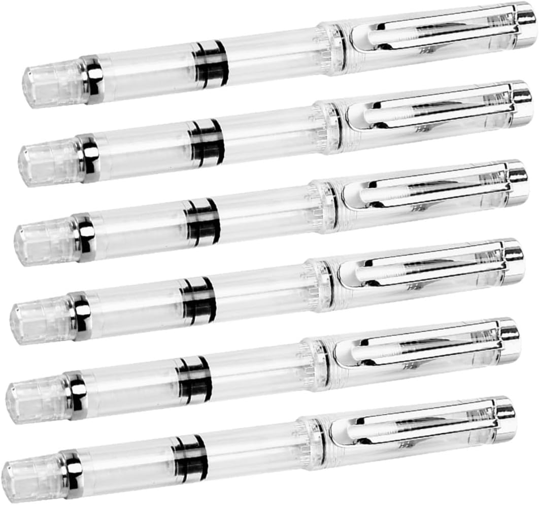 6pcs Soft Tip Calligraphy Brush Pens with Refillable Ink Reservoir, White Natural Hair Nib for Chinese and Japanese Calligraphy, Painting, Sketching, and Artistic Writing Supplies