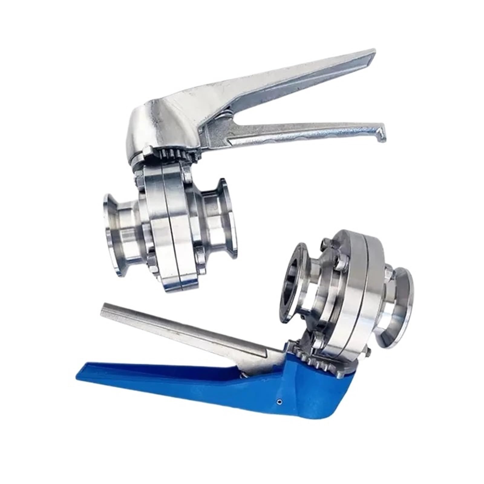 Válvula de mariposa sanitaria de triple abrazadera de 1-1/2" y 38 mm, de acero inoxidable S304, con gatillo de presión de 1,5"(Plastic Handle)