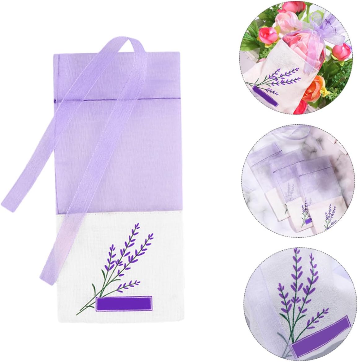Lavender Scented Sachets Fragrance Bags 15pcs Light Purple Linen Dried Lavender Sachet Bags for Closet and Home Decoration