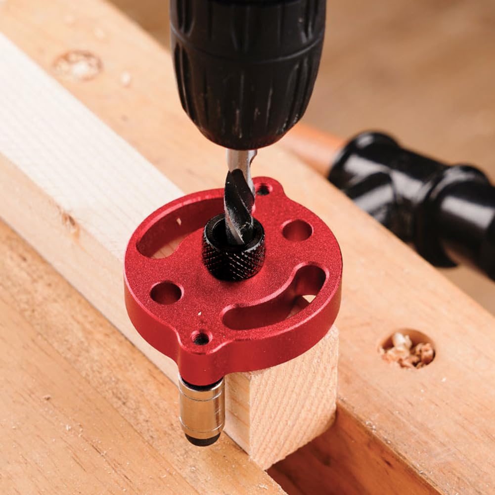 Self Centering Doweling Jig Kit, Handheld Drill Guide With 9 Bushing Sizes (2-10mm) & Wooden Dowel Pins For Woodworking Joints