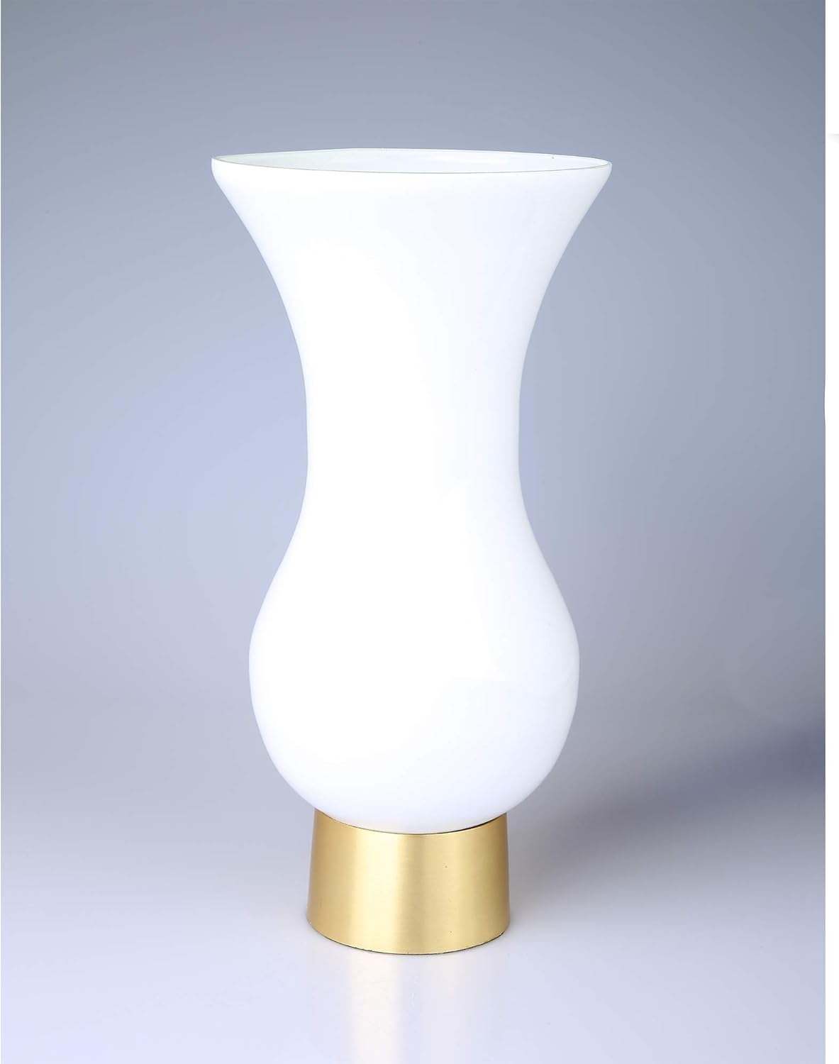 White S-shaped Glass Vase with Gold Base, 11.5"H