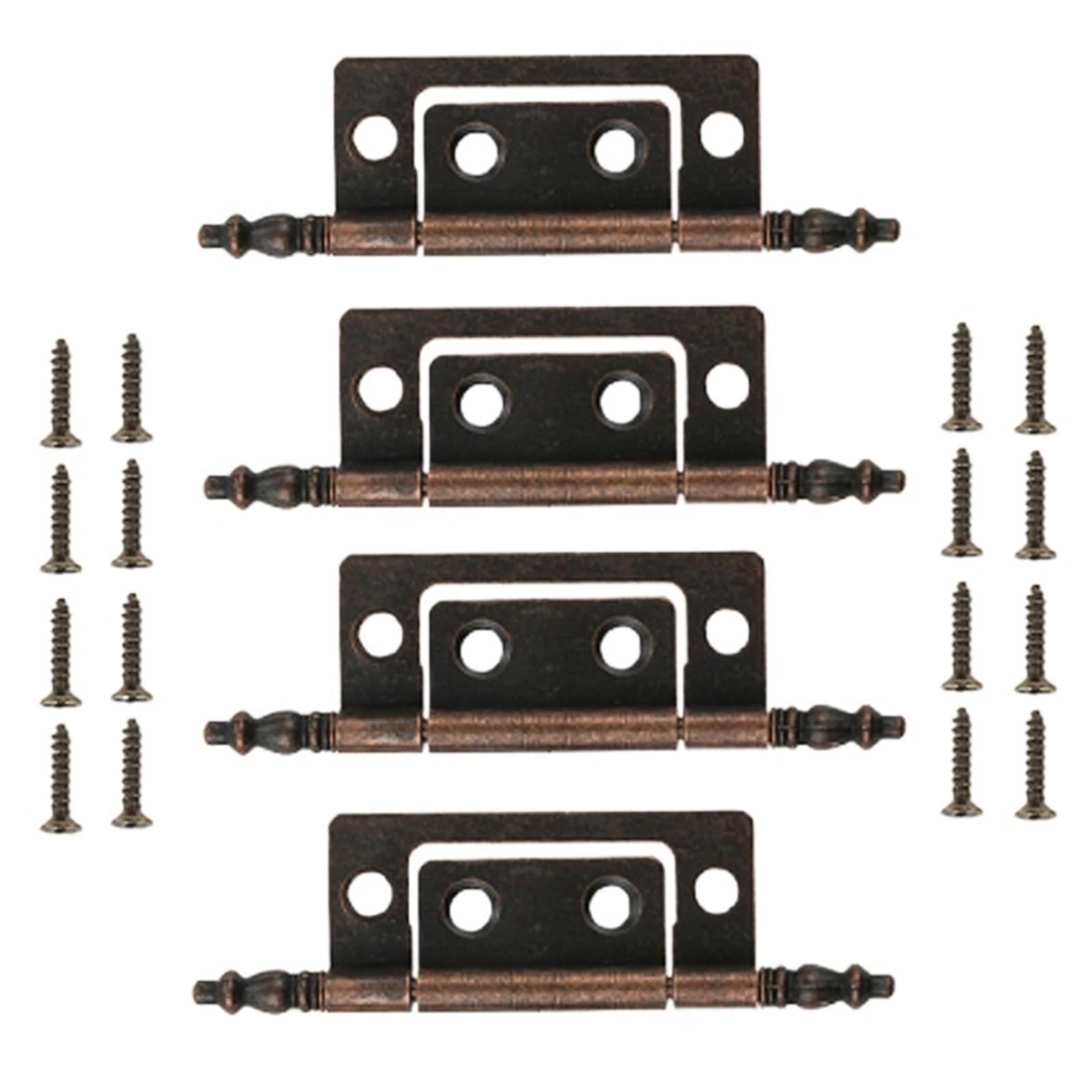 8Pcs Antique Bronze Crown Head Hinges 6 Holes Decorative Hinge for Cabinet Furniture Fittings with Screws for Gate