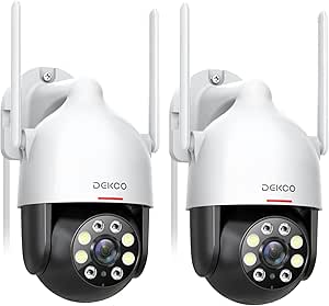 DEKCO 2K Security Camera Outdoor, CCTV Camera with Auto Tracking, Sound-Light Alarm, WiFi Home Security Camera Support Pan-Tilt 360° View, 2-Way Audio, Color Night Vision, Waterproof asin的图片