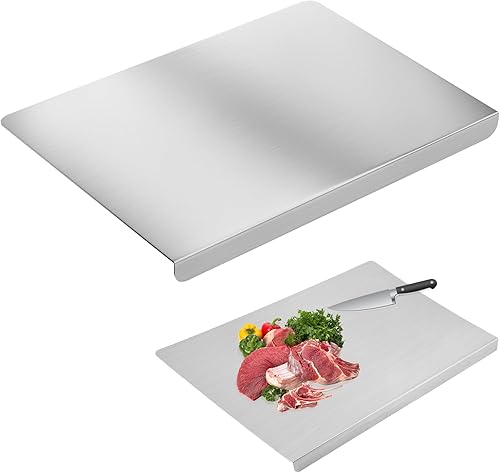 Tablas de cortar de acero inoxidable con borde para cocina, tabla de cortar de metal sobre fregadero, tabla de cortar para cocina, carne, frutas,