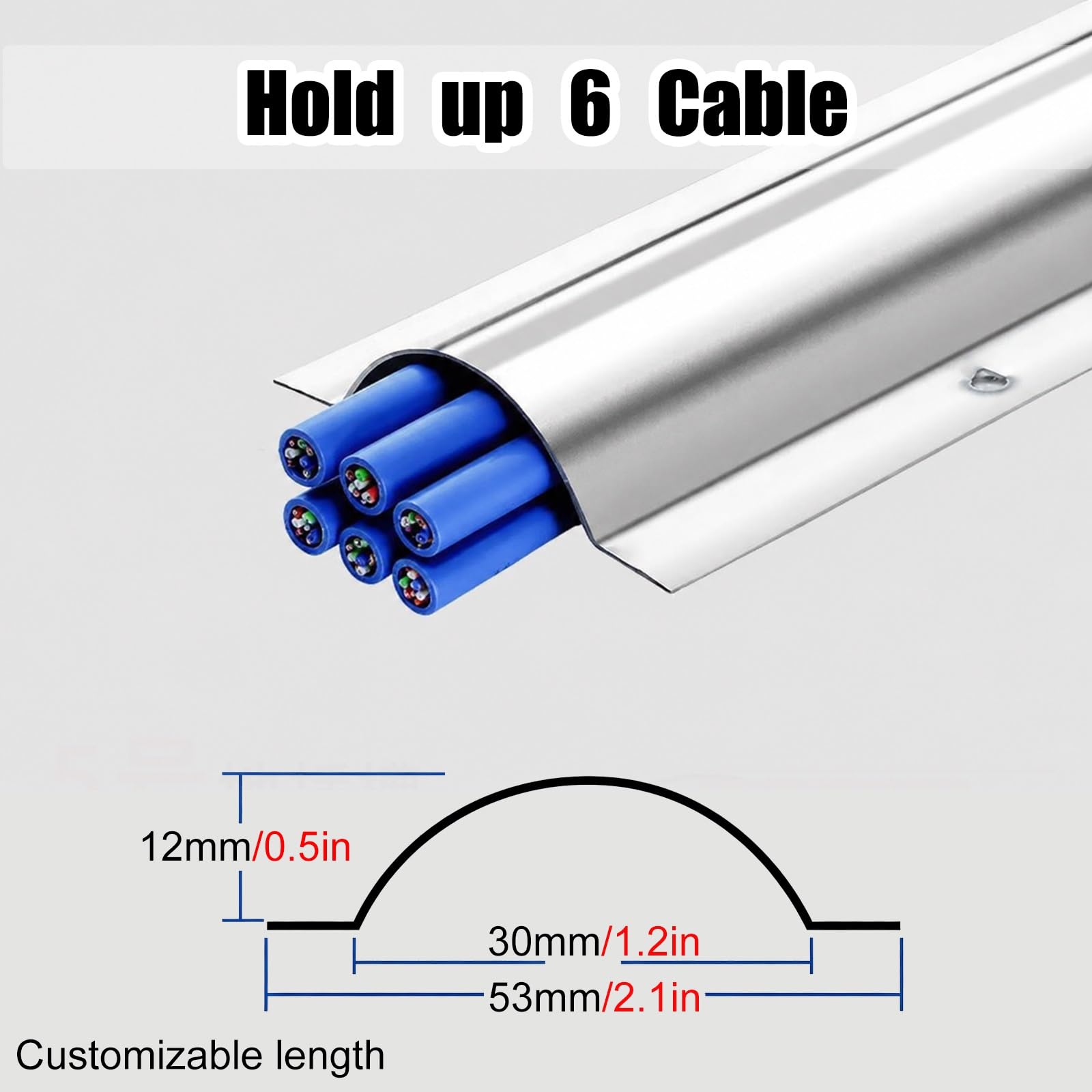 Copricavi Raccogli Cavi Canalina Passacavi Canalina per Cavi in ​​Acciaio Inossidabile, Fili Nascosti | Copricavo Antiruggine Per Pavimento, Lunghezza Personalizzabile, Per Magazzino Casa Ufficio(6cable,170 cm/68")