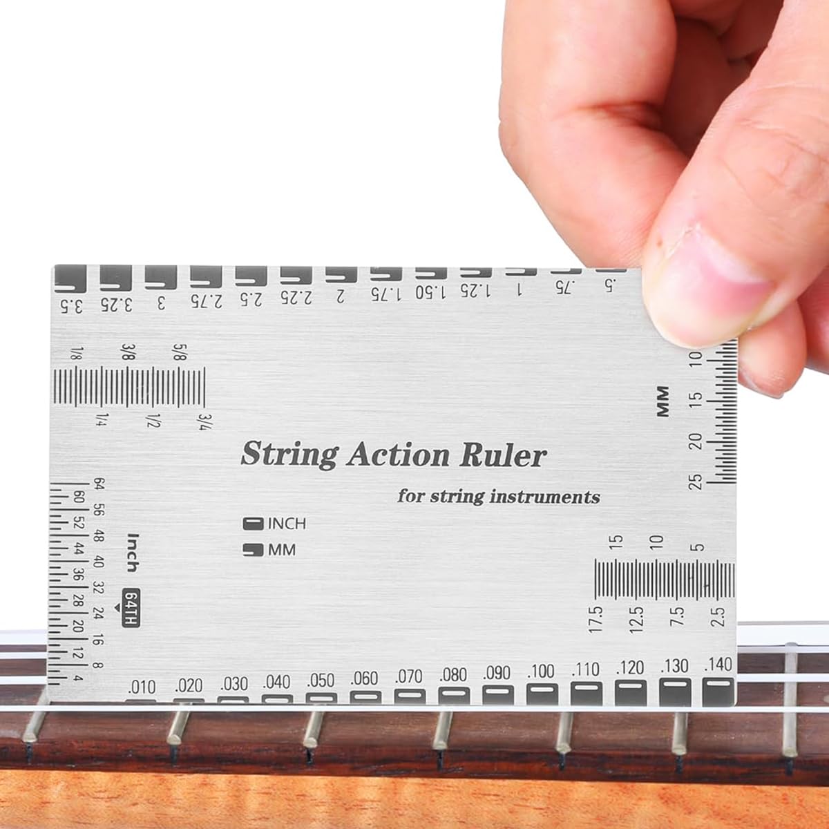 HASTHIP® String Action Ruler, Standard Stainless Steel Guitar Gauge With Etched Precision Scale, Durable Universal Gauge Ruler For Acoustic, Electric, Bass Guitars - Compact & Portable Design-image-30