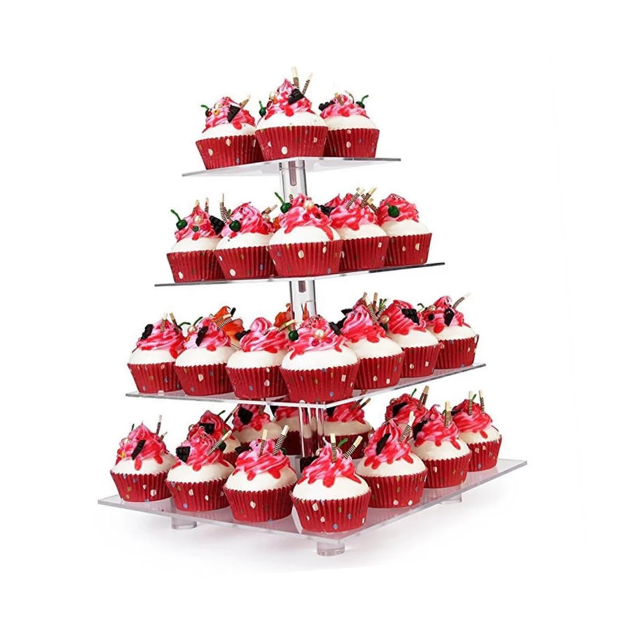 MAGICLULU Espositore per Torte in Acrilico Strati Mensola Porta Cupcake Impilabile e Staccabile per Esposizione Decorativa di Torte Compleanni e Feste