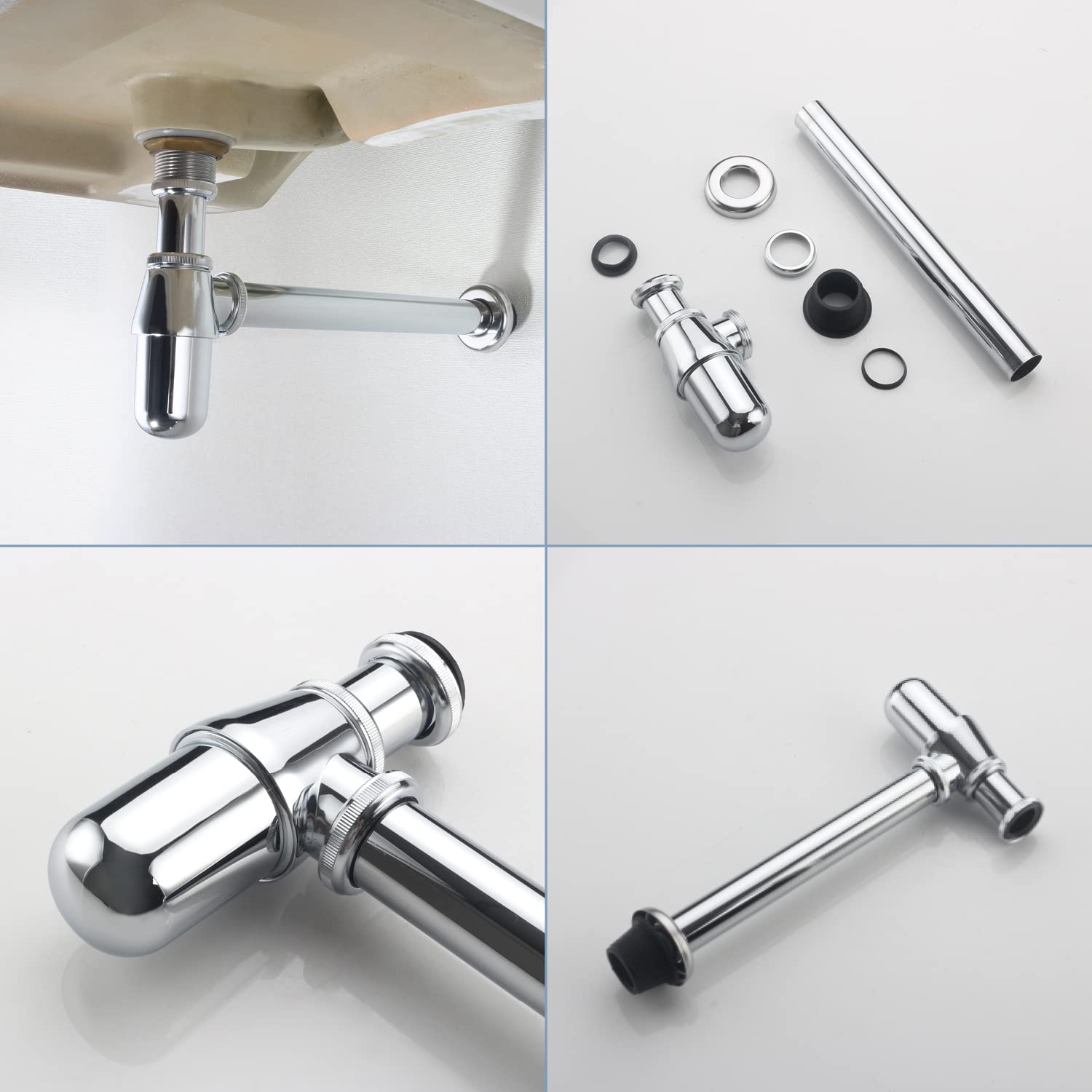 Kit de drenaje para trampa de botellas para lavabo de baño, cromado