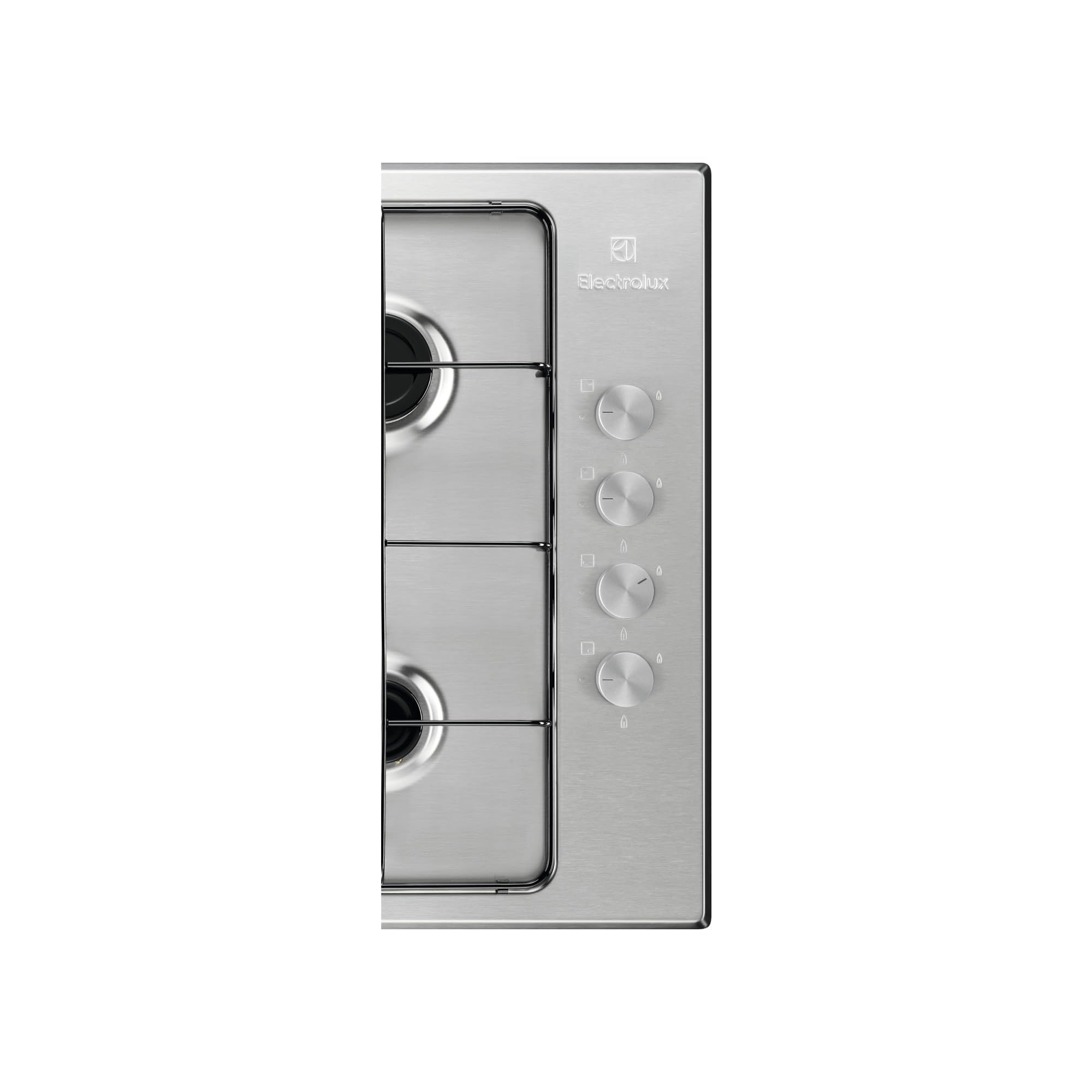 Electrolux KGS6404SX Placa de Gas, Serie 300, 60 cm, 4 Zonas de Cocción, 9 Niveles de Intensidad, Sistema de Seguridad, Autoencendido Electrónico, 3000W, Inox Antihuellas