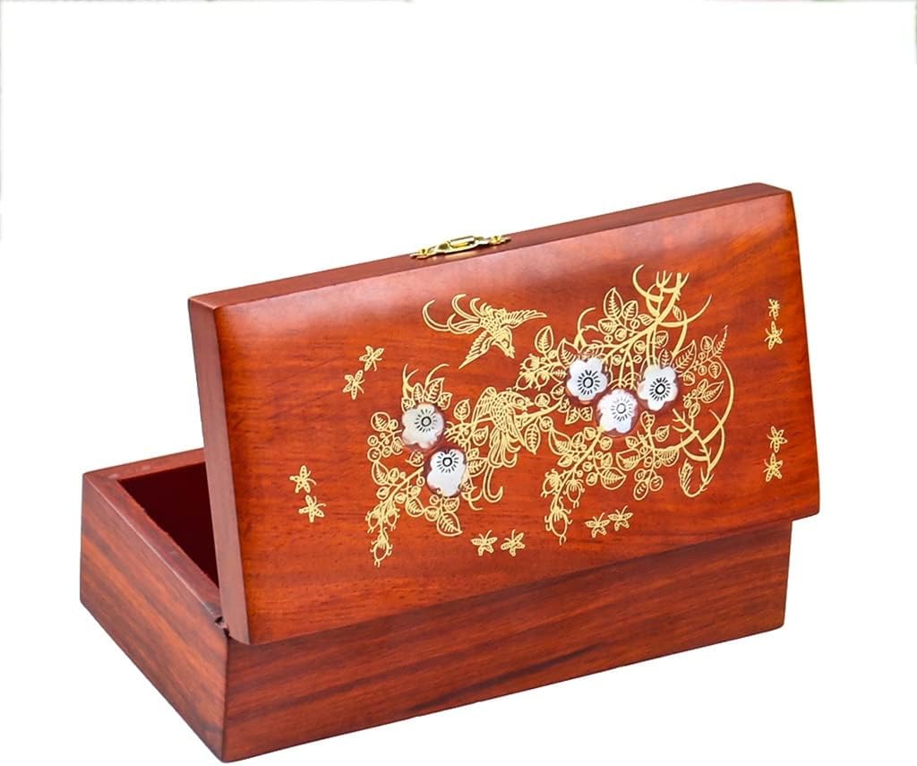 Retro Shell Flower Pear Wood with Storage Box Makeup Organizer Container Case Women Marriage Gift Box