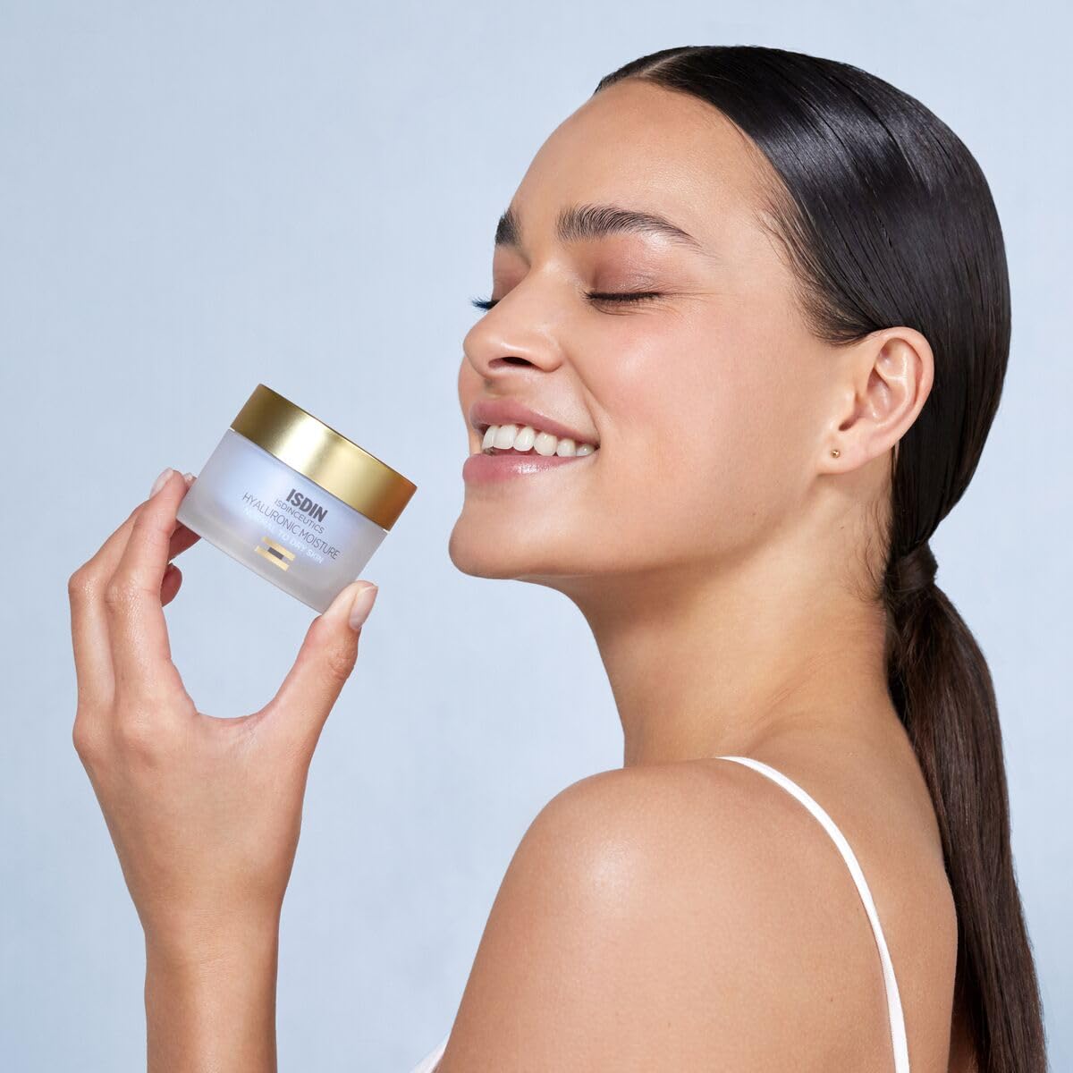 ISDIN ISDINCEUTICS Hyaluronic Moisture Normal to Dry Skin, leichte, feuchtigkeitsspendende Gesichtscreme mit reiner Hyaluronsäure und Antioxidantien für normale bis trockene Haut 50 g