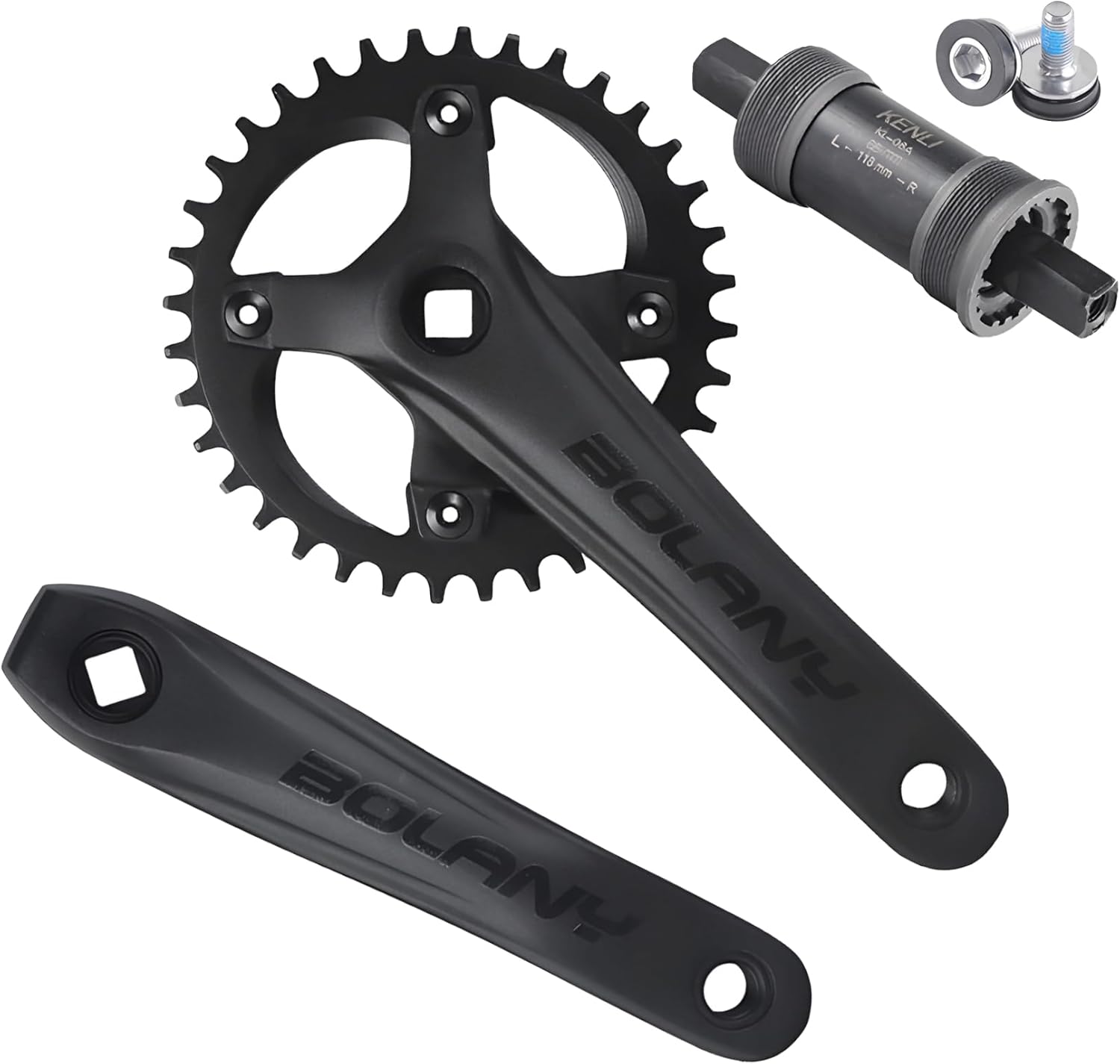 Mountain Bike Crankset MTB 1x Square Taper Crankset 104 BCD 170mm Crank 32/34/36T Compatible (34T)