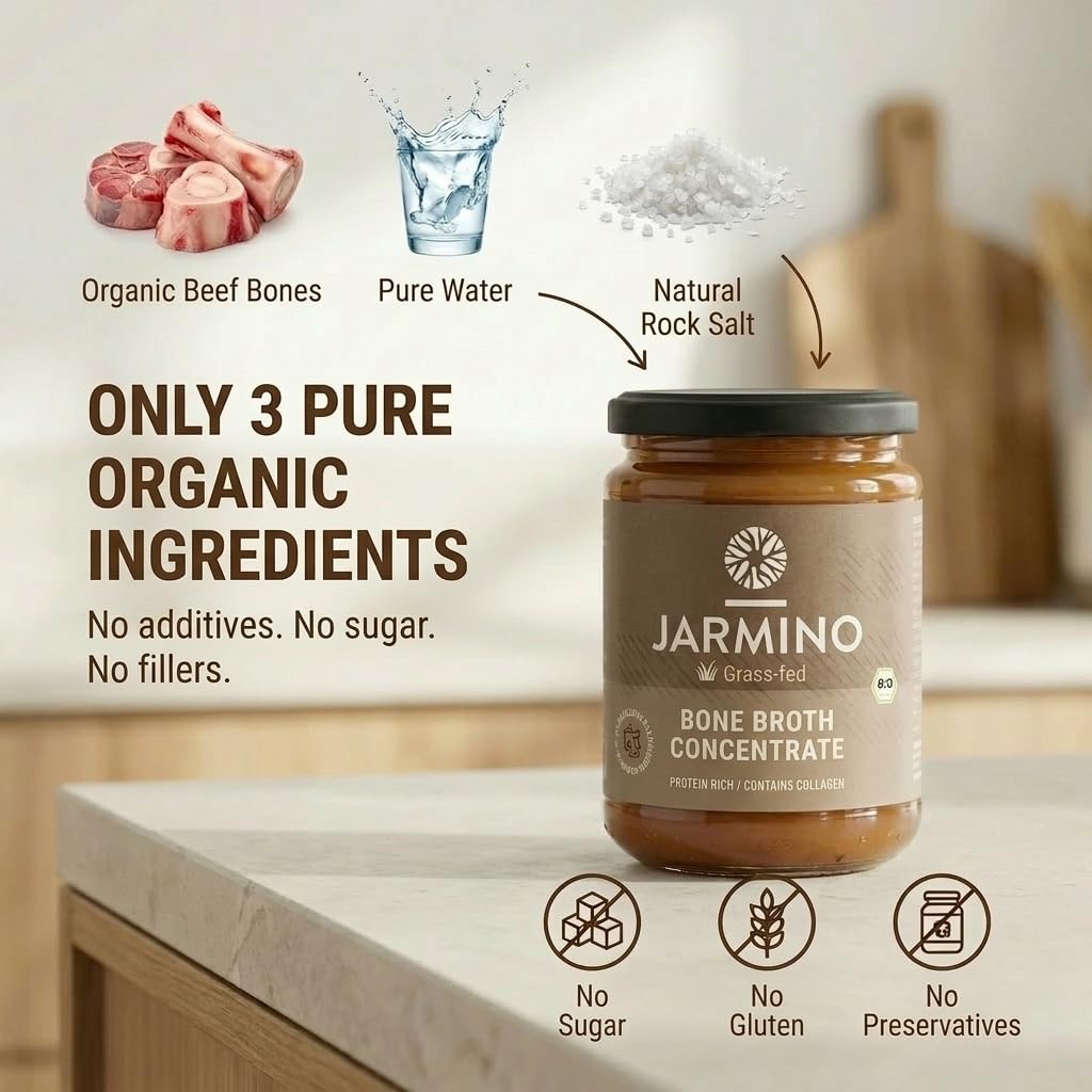JARMINO Bio Knochenbrühe Konzentrat Bundle – Huhn & Rind, 2er Pack (200g & 220g) – Kollagenreich, Freiland & Grasgefüttert, Keto, Paleo, Natürliche Proteine & Aminosäuren