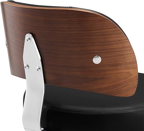 Miniatura 6 de RêveLife Taburete de bar giratorio tapizado de piel sintética, taburete ajustable de altura de mostrador, silla de bar moderna de madera curvada con