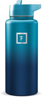 IRON °FLASK 32 oz Wide Mouth Water Bottle with Straw | Insulated Stainless Steel Sports Water Bottle with Leakproof Straw Lid - BPA Free, Cold 24 Hrs, Sweat Free (Dark Night)