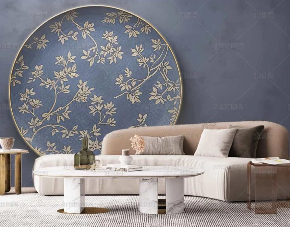 Papier peint panoramique pour masquer un mur vide avec un relief doré élégant