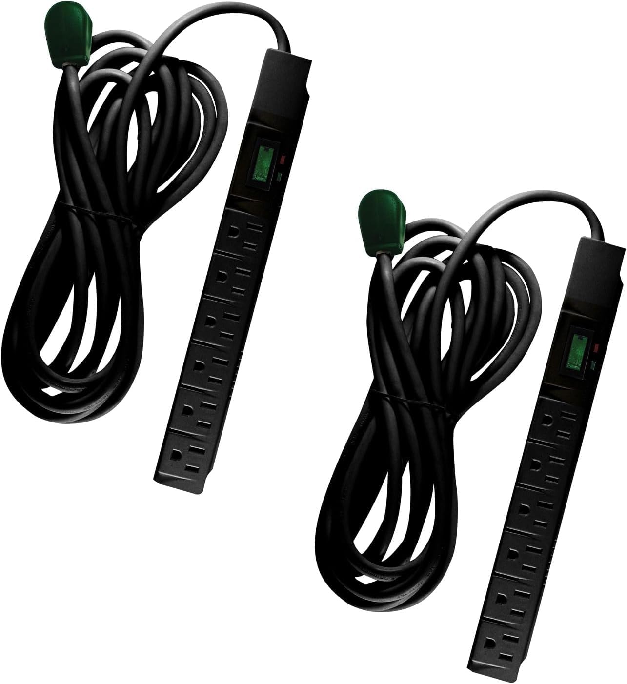 GoGreen Power Inc. (G-16315-15BK-2) 6 Outlet Surge Protector, 15FT Cord, Black, 2 Pack