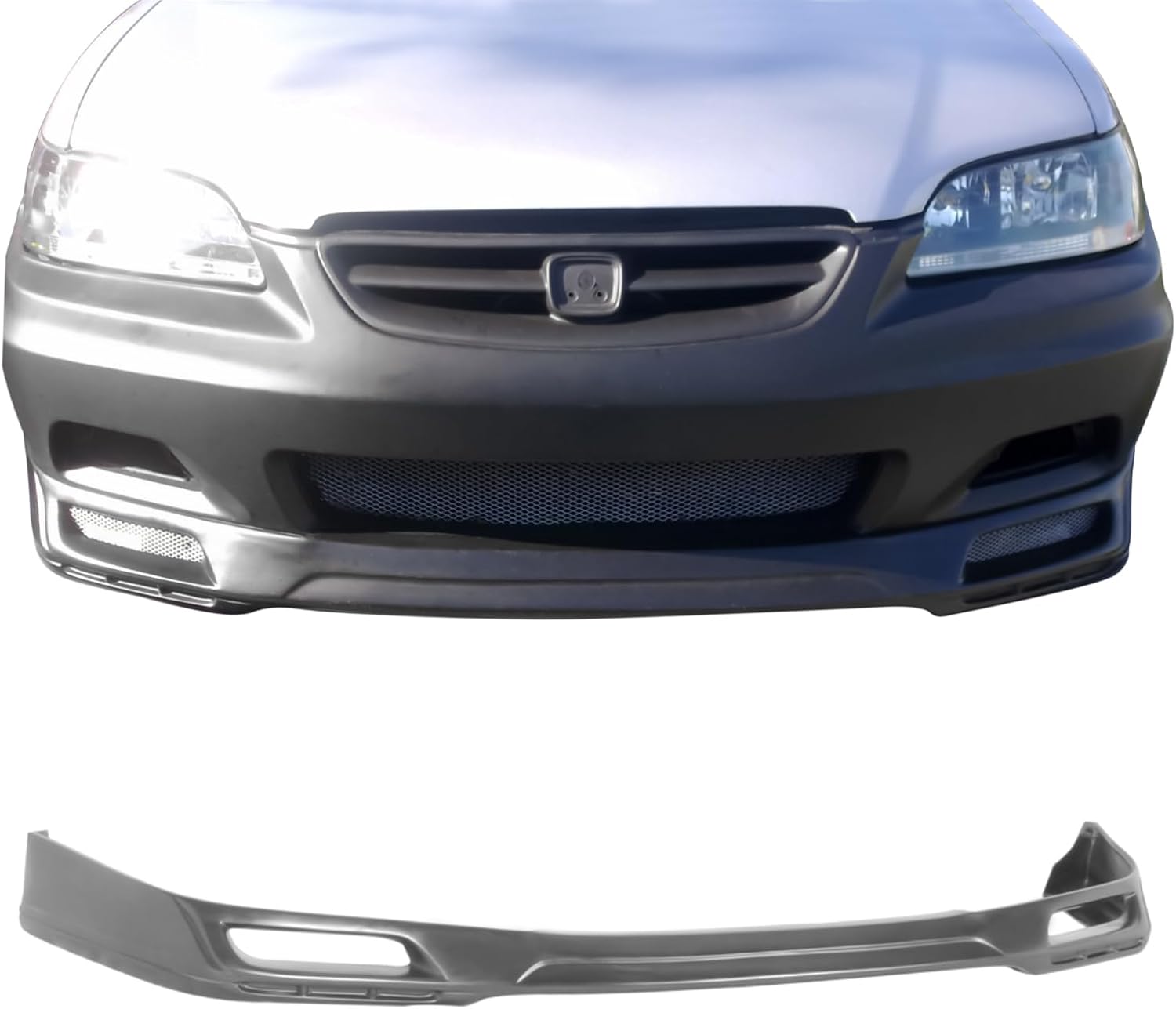 IKON MOTORSPORTS, Front Bumper Lip Compatible With 1998-2000 Honda Accord 2-Door Coupe, Air Dam Chin Front Lip PP Polypropylene Mugen Style Painted #NH592P NH592P-2 NH592P-4 Flamenco Black Pearl