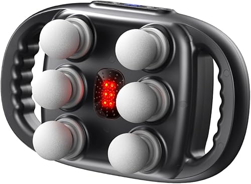 Yoidesu Pistola de masaje de 6 cabezas de tejido profundo, pistola masajeadora de percusión con 9 niveles y 9 modos, herramienta masajeadora