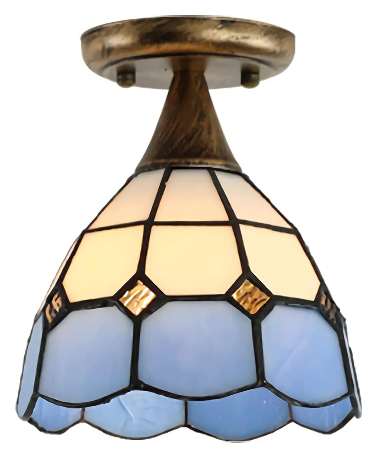 METTEOR Ceiling Lamp Ceiling Lamp Tiffany Style Mini Ceiling Light, Led Vintage Tinted Glass Corridor Ceiling Lamp, Chandelier Lighting Living Room (1 B)