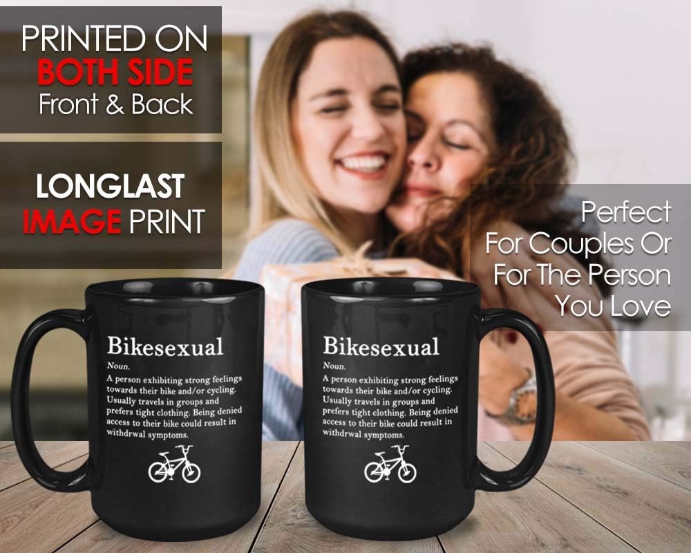 Cycologist Coffee Mug - Bikesexual - Cyclist Glasses Bicycle Bike Art Enjoy Ride Touring Biking 15oz Black