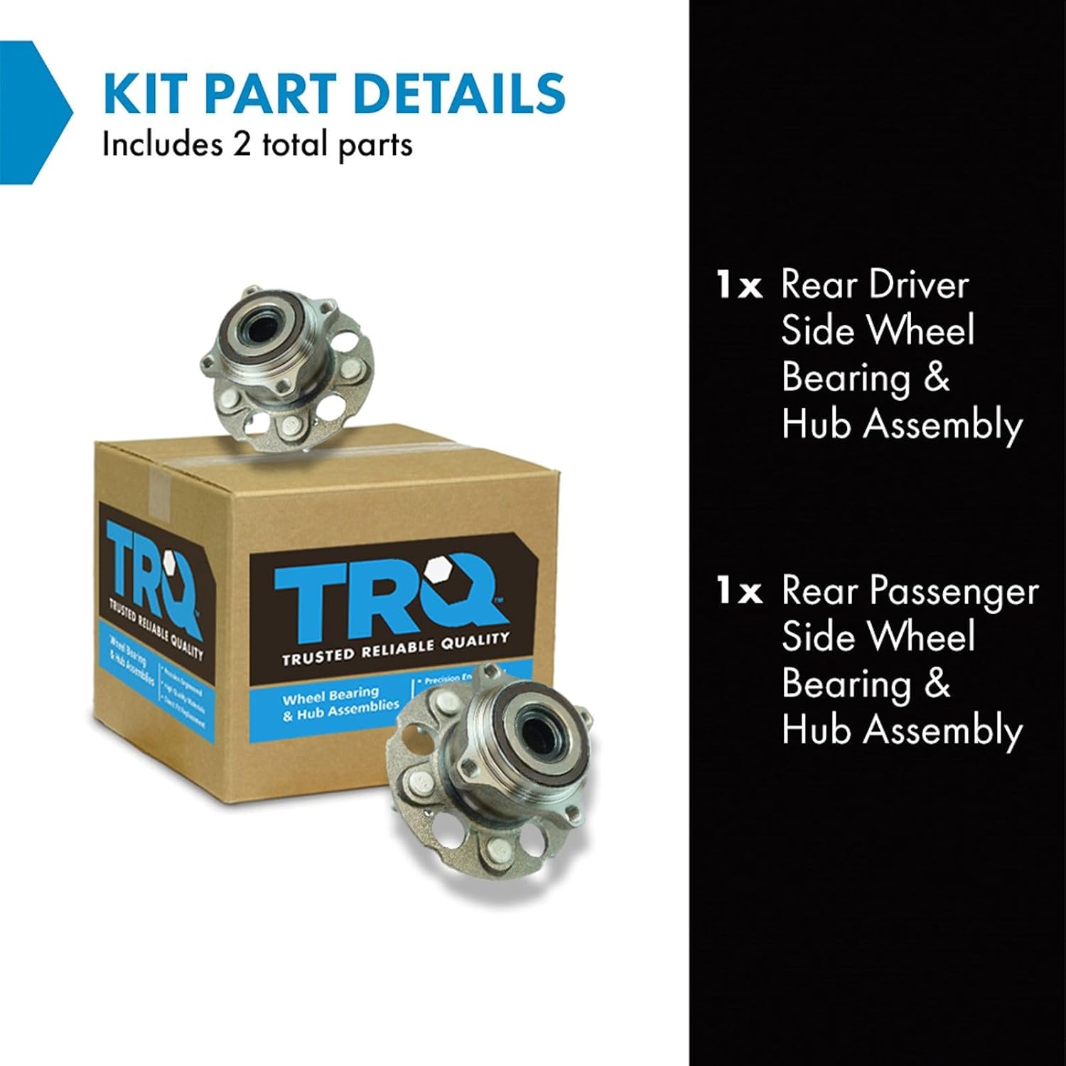 TRQ Rear Driver and Passenger Side Wheel Bearing and Hub Assembly Set 2 Piece Compatible with 2012-2016 Honda CR-V All Wheel Drive 2013-2015 Acura RDX All Wheel Drive - Image 2