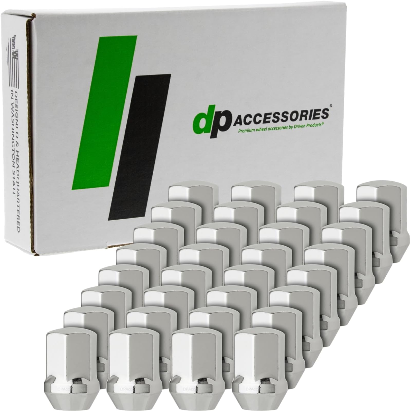 DPAccessories Chrome Lug Nuts | Compatible Replacement for Dodge-Jeep-RAM | 6509422AA | Factory/OEM Wheels Only | Set of 32 | LCB3D8HCOCH04032