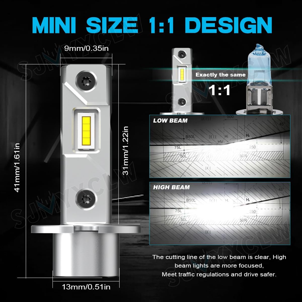 H3 Fog Bulb,1:1 Size Halogen Light Plug-n-Play,H3 Fog Lamp with DRL,Daytime Running Lights Canbus Ready, Pack of 2