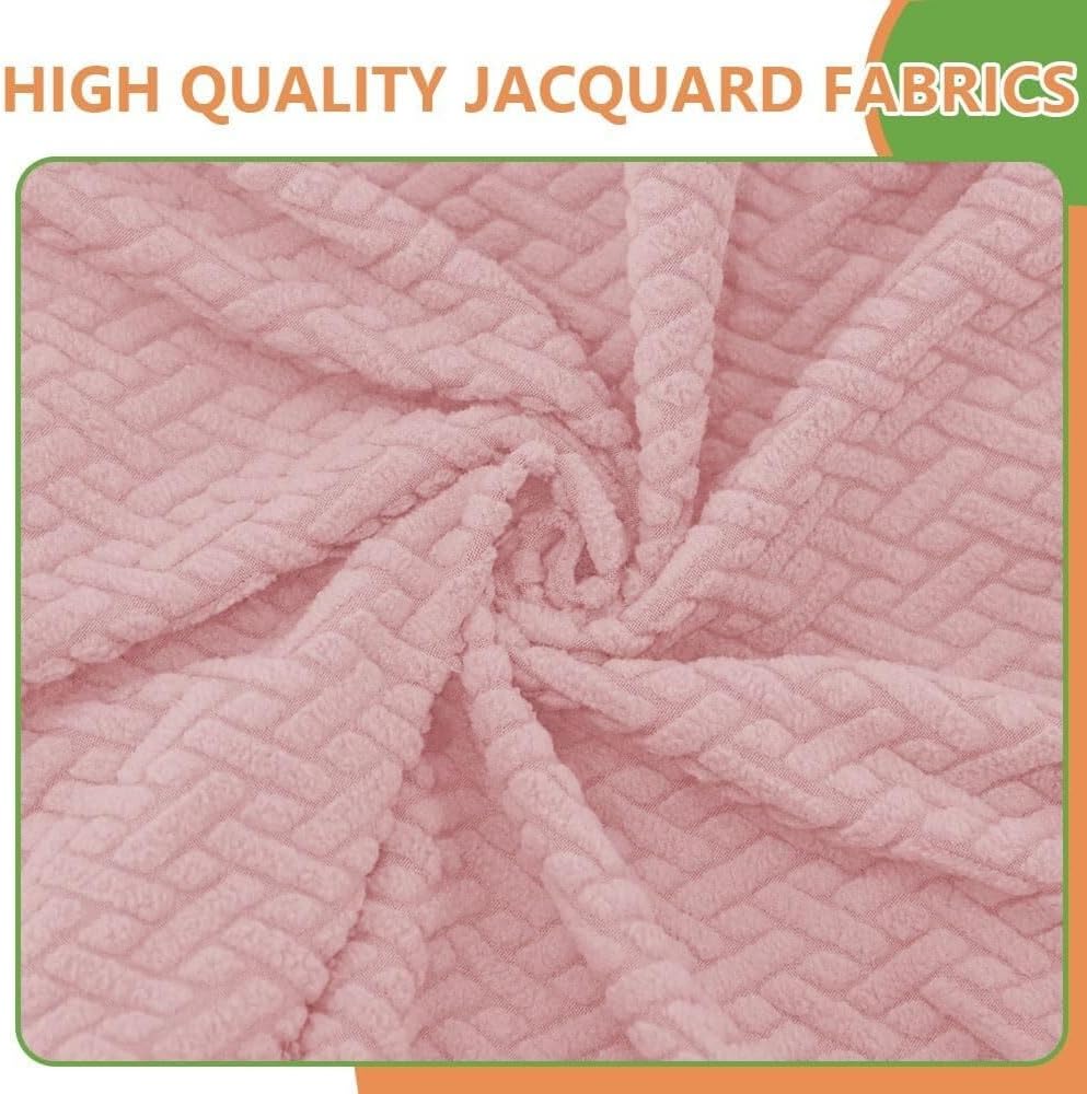 JACOJE Stool Covers Rectangle 2/4 Pack, Stretch Rectangle Bar Stool Covers Elastic Vanity Stool Cover Chair Seat Slipcover Counter Stool Covers Saddle Seat Cover for Wooden Metal Bench(Pink,Set of 4)