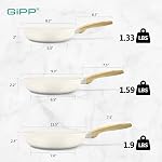 GiPP Non Stick Frying Pan Set - 8" 9.5" 11" Ceramic Nonstick Pan Skillet, Non Toxic Pans for Cooking, Omelette Pan with Stay Cool Handle, Induction Compatible, PFAS/PTFE/PFOA Free, White