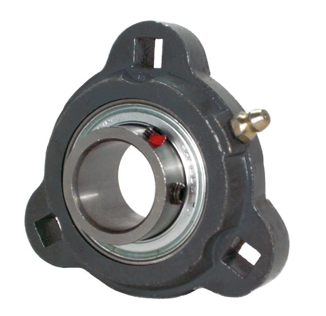 PER FHF3X205-25MM 3 Bolt Flange Unit, Ductile Iron, Narrow Inner Ring, Non-Relubricable, Eccentric Locking Collar, Metric, Single Lip Seals, 25 mm Bore, 3" Center Length