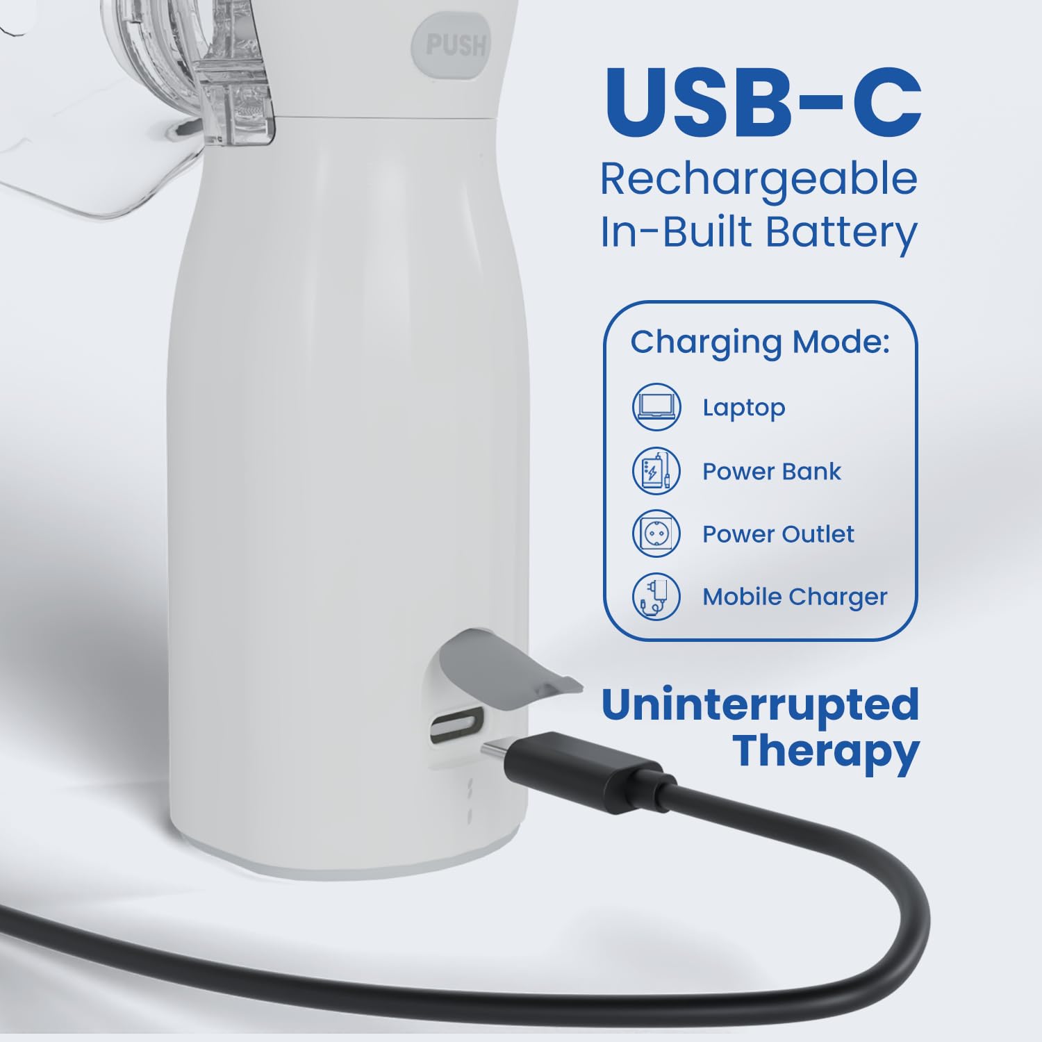 Medtech® Handyneb Micro-02 premium portable Aries Nebulizer Machine for adults and children. Silent Mist Inhaler | USB Type-C rechargeable nebulizer for children and travel use. Compact, light Medtech® Handyneb Micro-02 premium portable Aries Nebulizer Machine for adults and children. Silent Mist Inhaler | USB Type-C rechargeable nebulizer for children and travel use. Compact, light