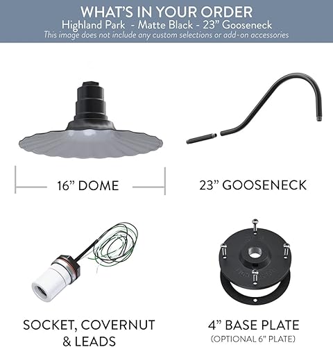 Miniatura 6 de Steel Lighting Co. Highland Park - Luz de granero  Montada en la pared al aire libre  Onda radial de 16 pulgadas  Cuello de cisne de 23 pulgadas