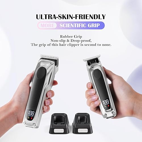 Miniatura 5 de SUPRENT PRO Cortapelos profesionales para hombres, motor sin escobillas de alto par y hoja desmontable, juego de recortadora de pelo inalámbrica