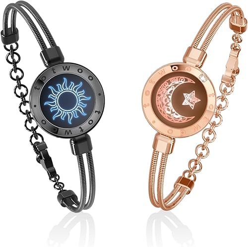 TOTWOO Touch Bracelets for Couples, Vibration & Light up for Love Couples Long Distance Relationship Gifts for Girlfriend Bluetooth Pairing Jewelry