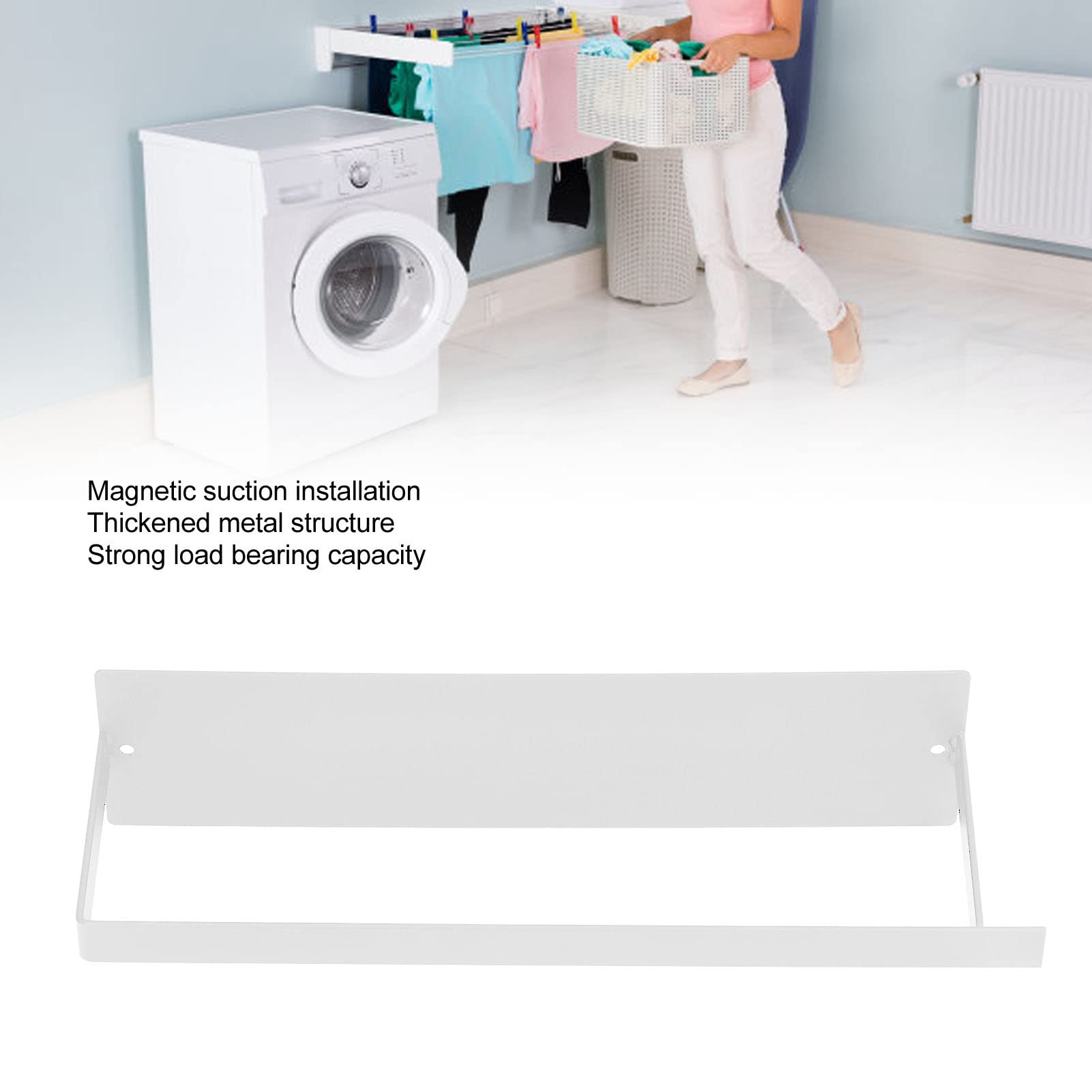 BONJUME Handdoekhouder, 2 stuks, Wandrek voor Wasmachines, Magnetisch Rek, Opvouwbaar Rek, Multifunctionele Kleding Handdoekhouder, Zwart Opbergrek voor Badkamer, Slaapkamer, Woonkamer, Keuken