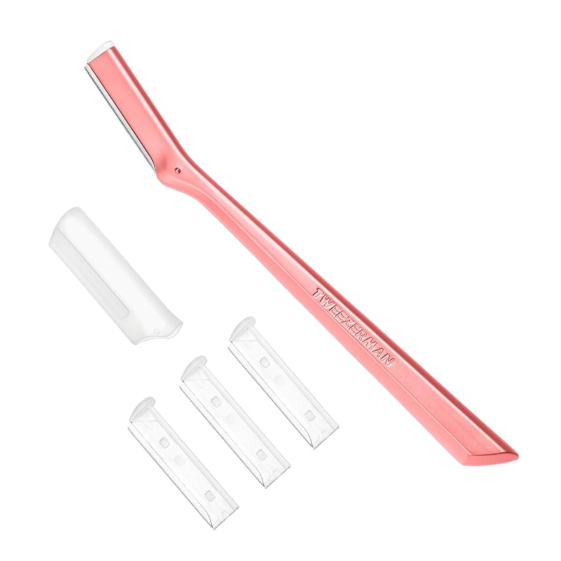 Aparelho de barbear facial reutilizável Tweezerman Tea Rose com 3 lâminas de reposição