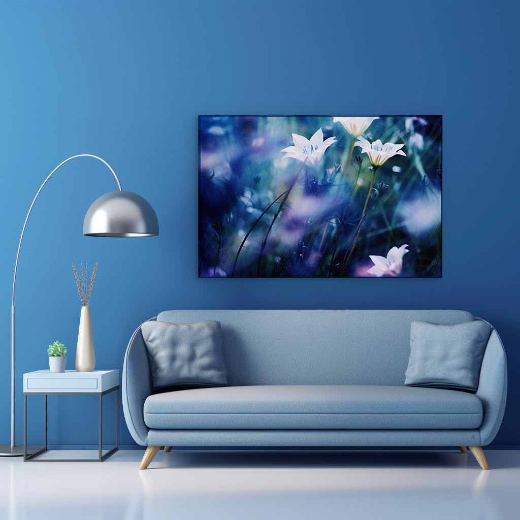 Canvas for Living room. Whispers of Serenity: Dreamy Blooms in a Pastel Haze, 27 x 18 inch Canvas Wall Art - Contemporary Masterpieces - Inspirational Office Decor