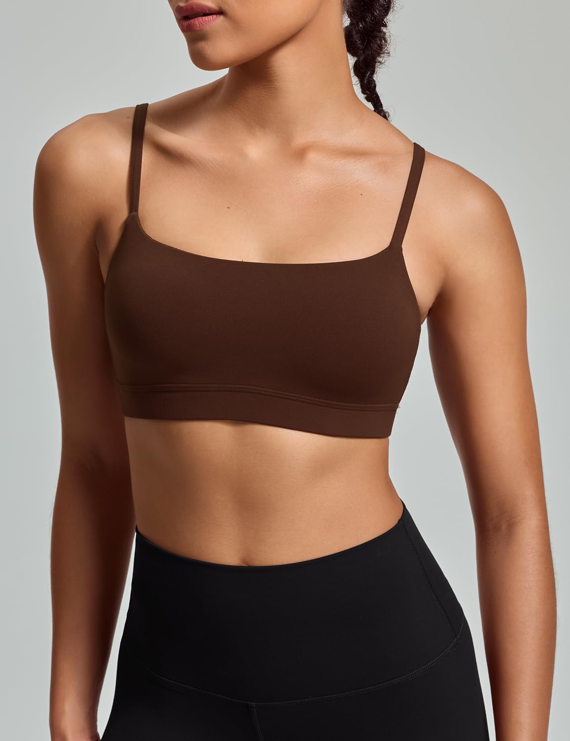 HeyNuts Womens Scoop Neck Sports Bra, Spaghetti Thin Strap U Back Camisole Yoga Tops Padded with Built in Bras A-C Cups - Image 5