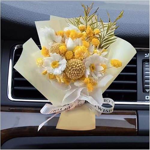 Bittwee Ramo de flores secas, mini difusor de ambientador automotriz pequeño, regalos para mujeres y niñas, bonita decoración interior de vehículos,