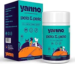 Yanno Pelo & Pele para Cães e Gatos – Biotina, Colágeno, Zinco Quelatado e Ômega-3 (EPA/DHA) – Suporte à Pele Saudável, Pelo Brilhante e Imunidade – 30 Cápsulas Sabor Carne