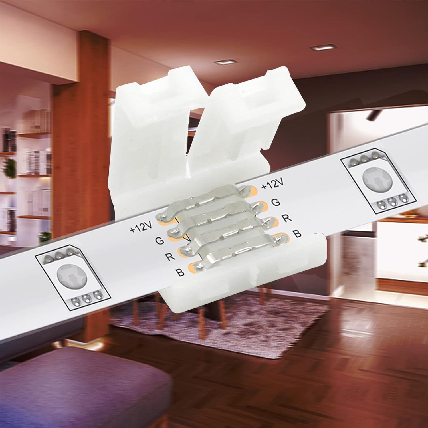 DAYBETTER 20 Pcs 4 Pin Led Light Connectors, 10mm Wide Led Connectors Unwired Gapless Solderless Adapter Clips for SMD 5050 RGB Multicolor Strip Lights, Strip Connectors for DIY - Image 3