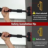 Vista 3 de ONETWOFIT Pull Up Bar For Doorway, 1-Sec Stretching Door Frame Chin Up Bar No Screw Adjustable Width Strength Training Pull Up Bars, Max Load 440lbs