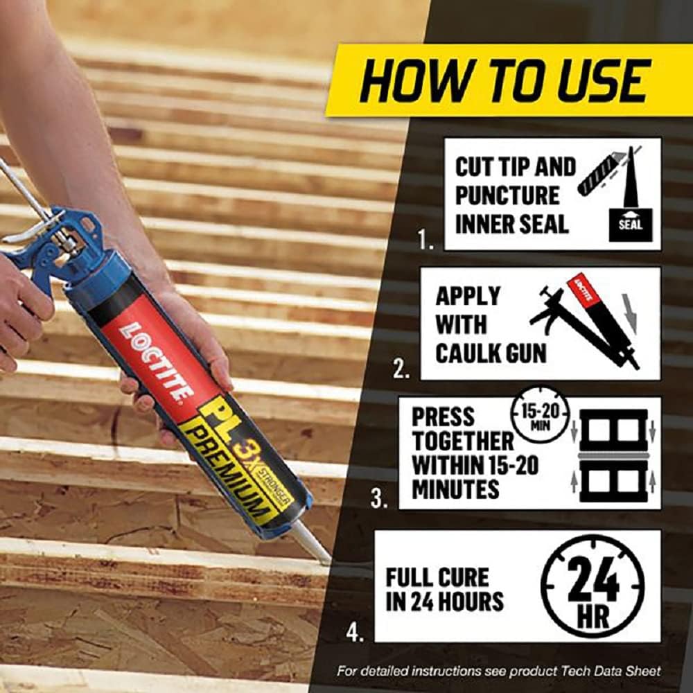 Henkel 1390594 Premium Polyurethane Construction Adhesive, 28 Oz (Pack of 12)