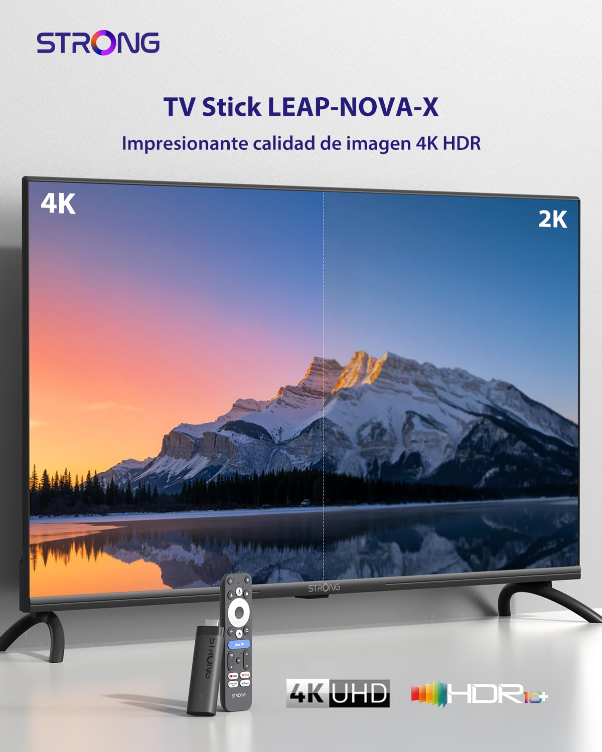 STRONG Leap-Nova-X – TV Stick 4K UHD, 2 GB RAM + 32 GB Memoria, Dolby Vision, HDR10+, Dolby Atmos, Wi-Fi 6, Asistente de Voz, Android 14, HDMI 2.1, Streaming de Más de 5000 Apps — view 5