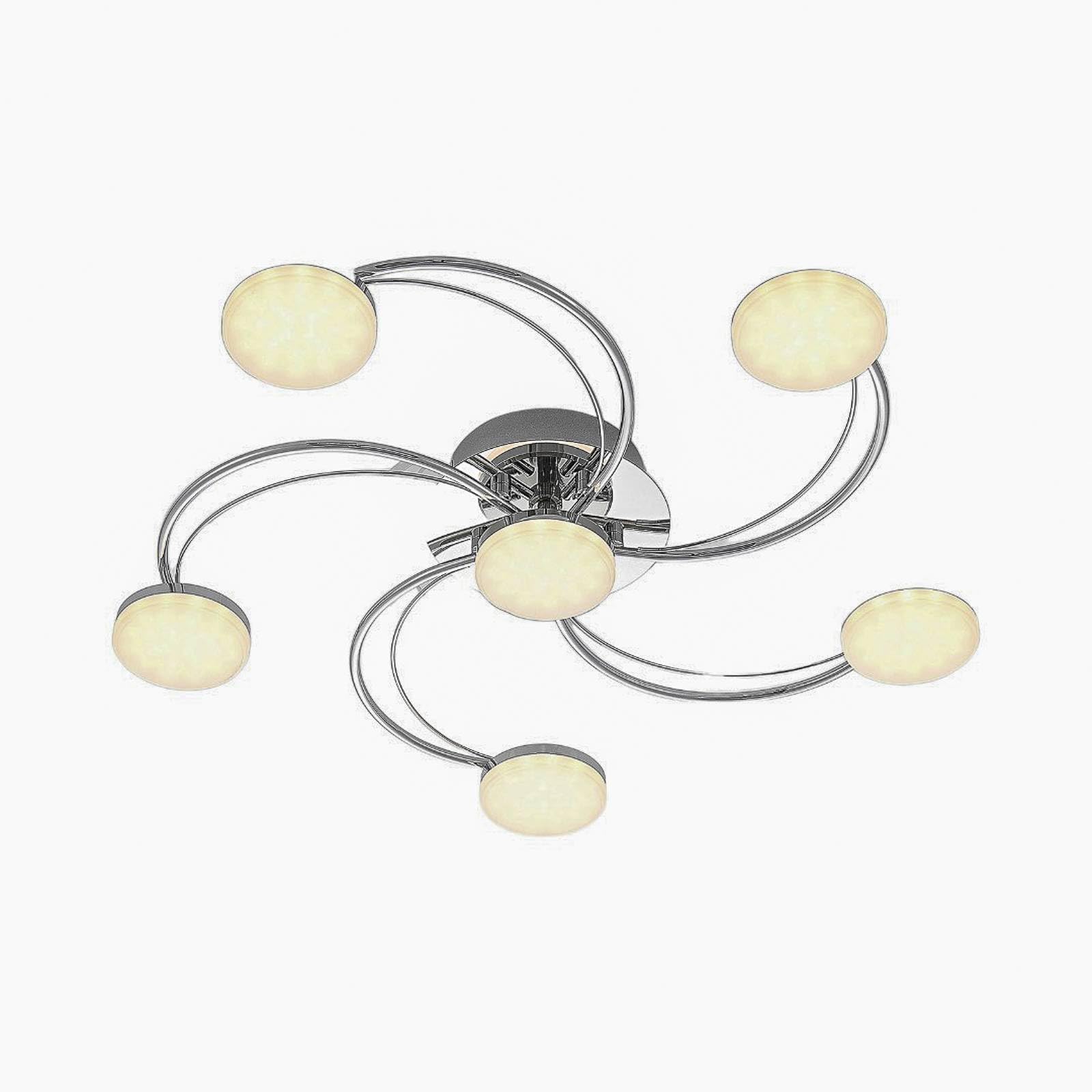Lindby Chrome Led Ceiling Light Rouven (Modern) In Silver Made Of Metal For E.g. Living Room & Dining (6 Light Sources,) From Ceiling Lamp,