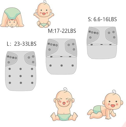 Miniatura 4 de Pañales de tela para bebé, 6 unidades + 12 insertos, ajustables, lavables y reutilizables, para bebés y niñas (3 unidades)